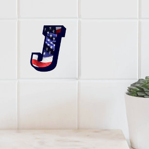Azulejo americano da foto da letra "J" da bandeira