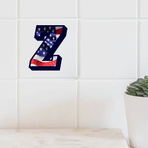 Azulejo americano da foto da letra "Z" da bandeira