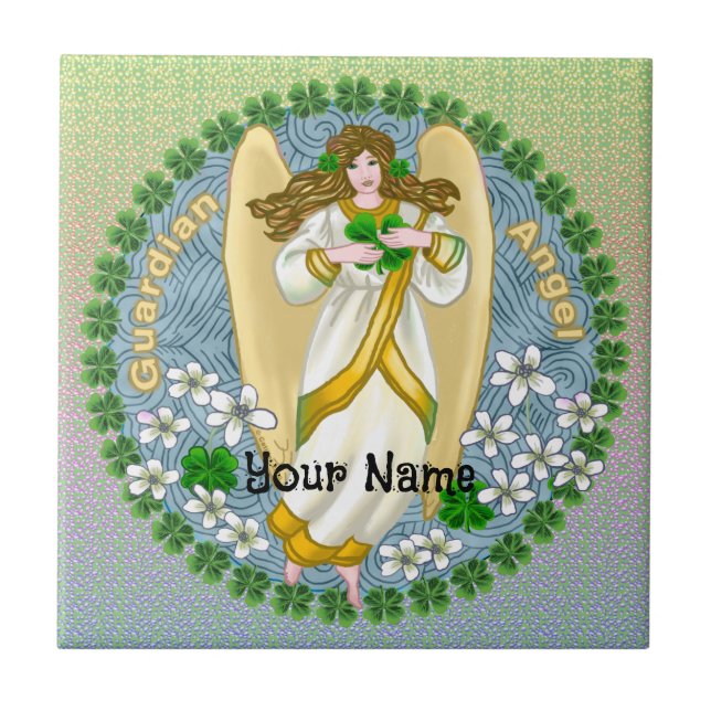 Azulejo Anjo Trevo Irlandês (Frente)