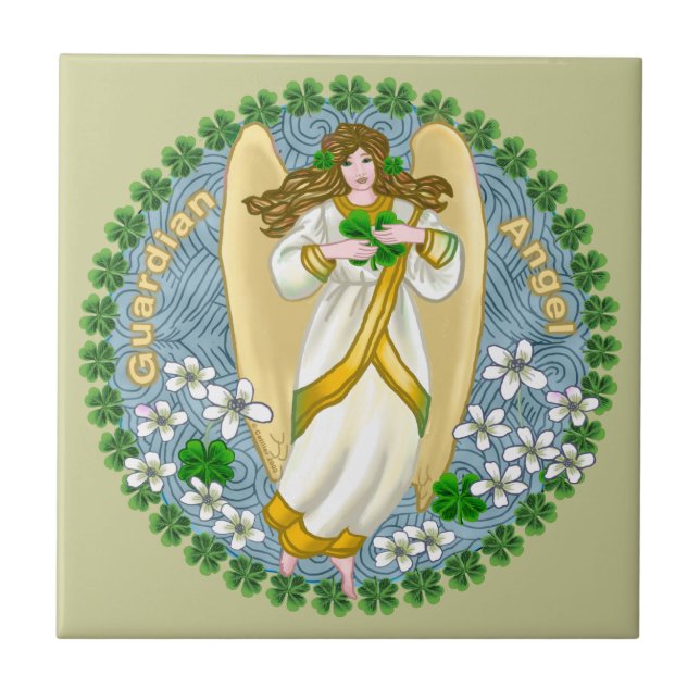Azulejo Anjo Trevo Irlandês (Frente)