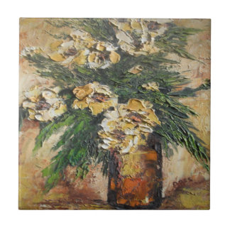 Azulejo Ann Hayes Pintando Flores Amarelas Mistura