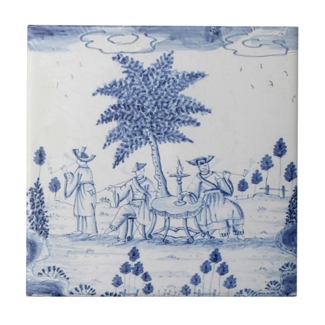 Azulejo Antique Delft-Pastoral Cena Azul e Branco- (Frente)