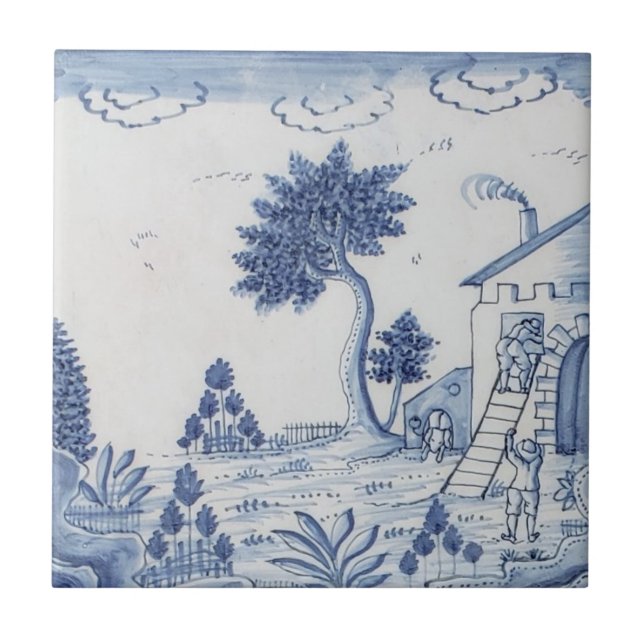 Azulejo Antique Delft-Pastoral Cena Azul e Branco- (Frente)