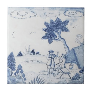 Azulejo Antique Delft-Pastoral Cena Azul e Branco-