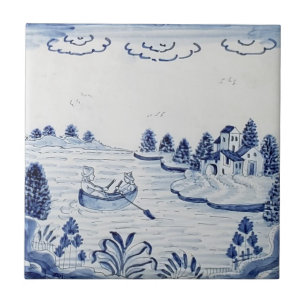 Azulejo Antique Delft-Pastoral Cena Azul e Branco-