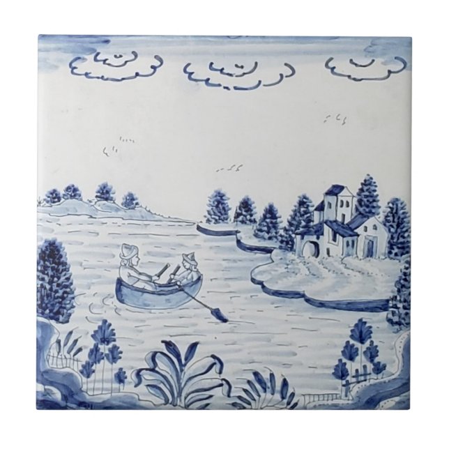 Azulejo Antique Delft-Pastoral Cena Azul e Branco- (Frente)