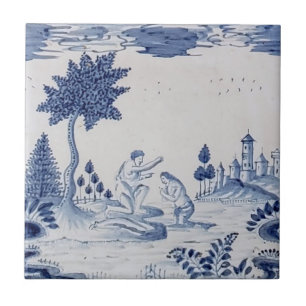 Azulejo Antique Delft-Pastoral Cena Azul e Branco-