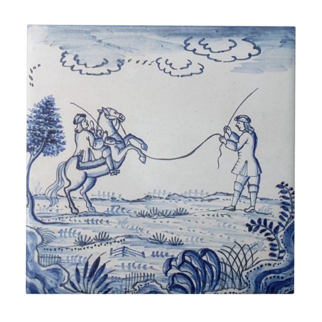 Azulejo Antique Delft-Pastoral Cena Azul e Branco- (Frente)