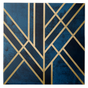 Azulejo - Art Deco Azul Dourado