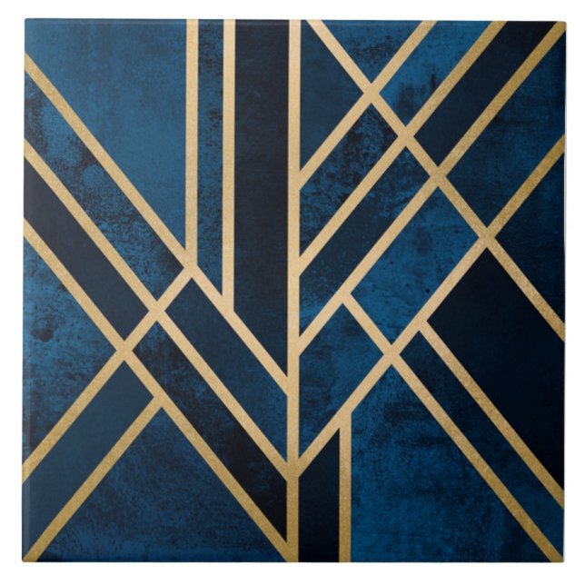 Azulejo - Art Deco Azul Dourado (Frente)
