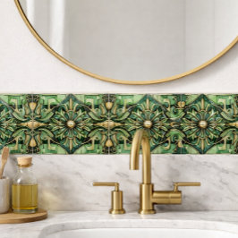 Azulejo Art Nouveau / Art Deco Dourado Verde