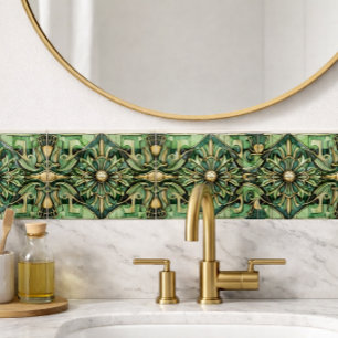 Azulejo Art Nouveau / Art Deco Dourado Verde
