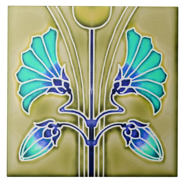 Azulejo art nouveau estilo lareira decorativa (Frente)