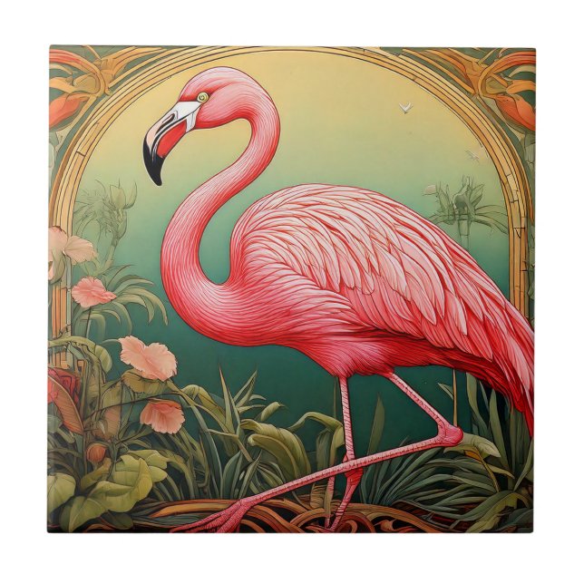 Azulejo Art Nouveau Flamingo (Frente)