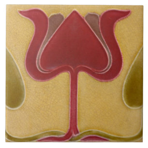 Azulejo - Arte Nova de Tulipa com Visual Vintage