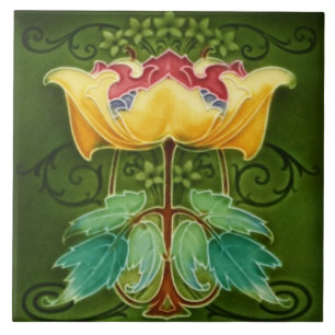 Azulejo - Arte Nova Floral Amarela