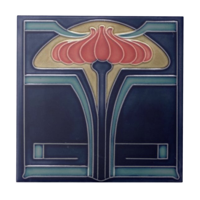 Azulejo - Arte Nova Floral com Visual Antigo (Frente)
