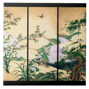 Azulejo asiático da cachoeira das flores dos rosa