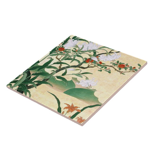 Azulejo asiático das flores das rosas vermelhas (Lateral)