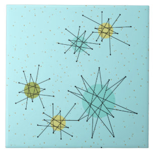 Azulejo atômico azul de Starbursts do ovo do pisc
