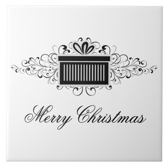 Azulejo atual de espirais de férias, preto (Frente)