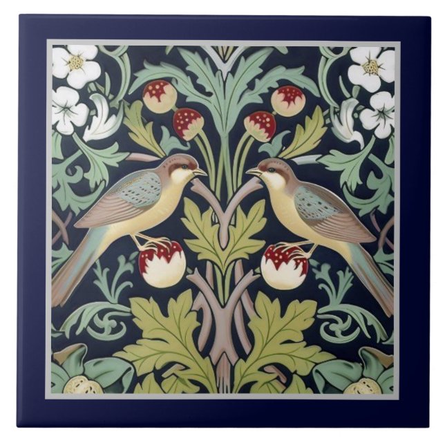 Azulejo - Aves Florais Art Nouveau (Frente)