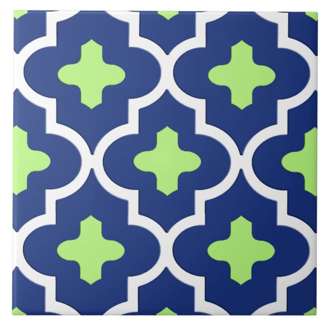 Azulejo, azuis cobaltos e limão marroquinos (Frente)