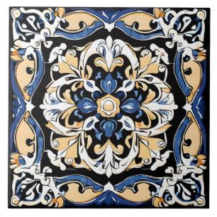 Azulejo Azul Amarelo Branco Preto Espanhol Marroqu