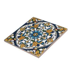 Azulejo Azul Amarelo Branco Preto Espanhol Marroqu