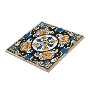 Azulejo Azul Amarelo Branco Preto Espanhol Marroqu