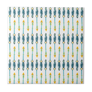 azulejo azul amarelo chique das setas do boho