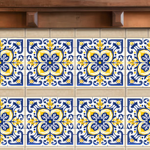 Azulejo Azul Amarelo Moderno Português Lisboa