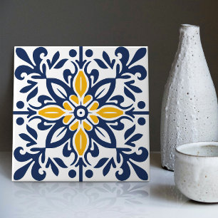 Azulejo Azul Amarelo Moderno Português Lisboa