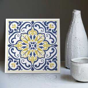 Azulejo Azul Amarelo Moderno Português Lisboa