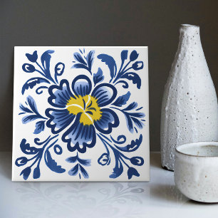 Azulejo Azul Amarelo Moderno Português Lisboa