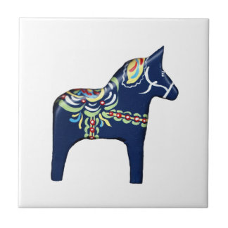 Azulejo azul Dala Horse, virado para a esquerda