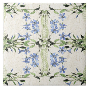 Azulejo azul das flores da pervinca de Nouveau da