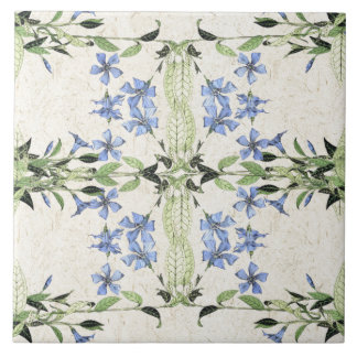 Azulejo azul das flores da pervinca de Nouveau da