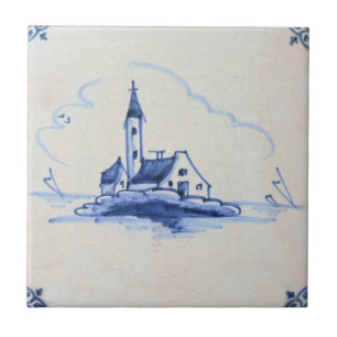 Azulejo azul de Delft do Antiquarian clássico -