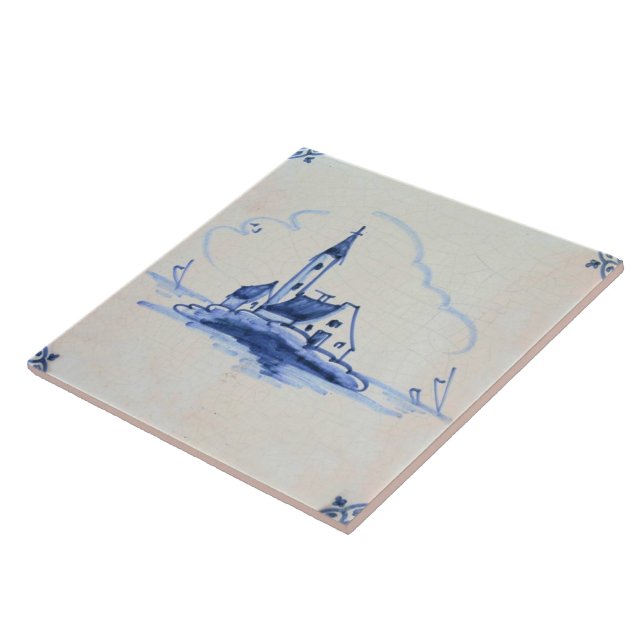 Azulejo azul de Delft do Antiquarian clássico - (Lateral)