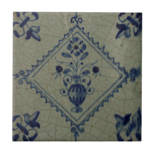 Azulejo azul de Delft - vaso com flores e buquê