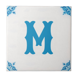 azulejo Azul Delft monograma personalizado