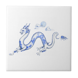 Azulejo azul do dragão do salgueiro com fundo