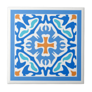 Azulejo azul do espanhol do verão Beachy com