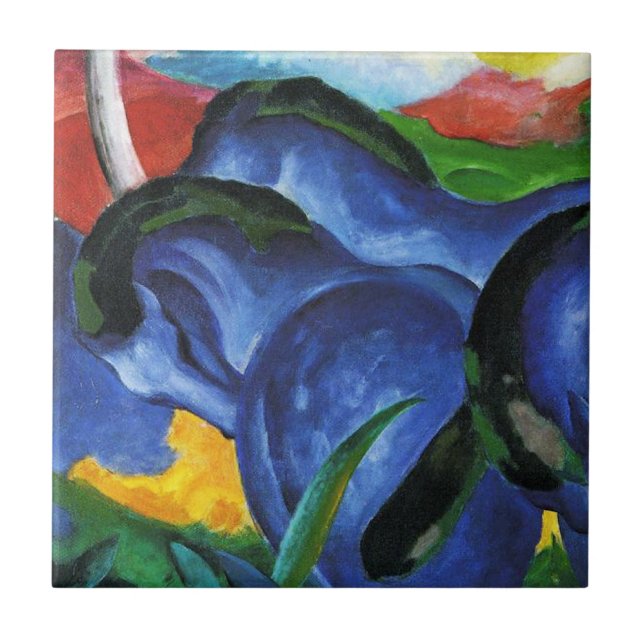 Azulejo azul dos cavalos de Franz Marc (Frente)