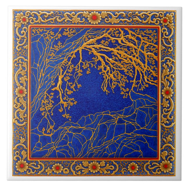 Azulejo Azul Dourado + Cornalina French Alps (Frente)