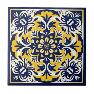 Azulejo azul e amarelo mexicano - nº 2