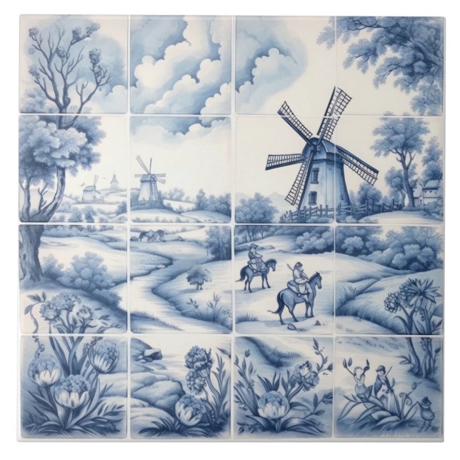 Azulejo Azul E Branco Do Azulejo Delgado (Frente)