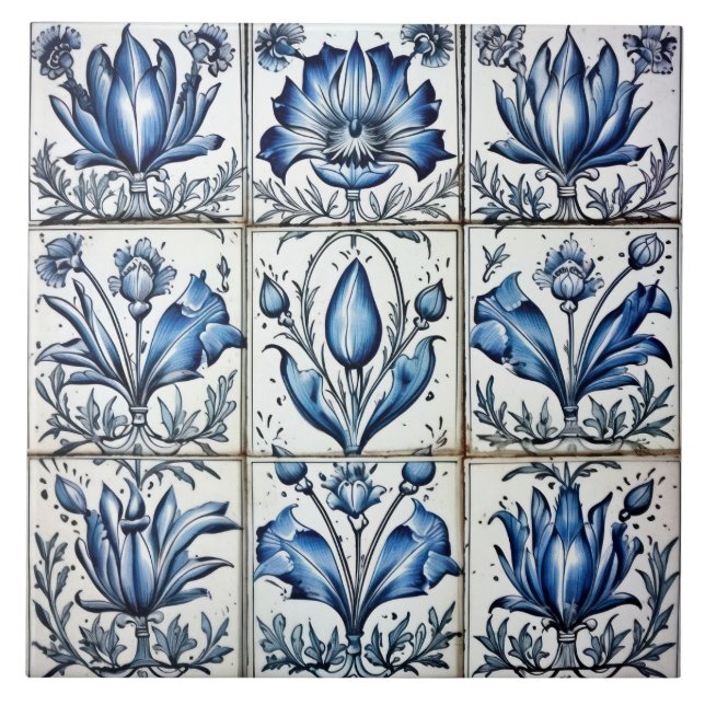 Azulejo Azul E Branco Do Azulejo Delgado (Frente)