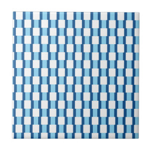 Azulejo Azul e Branco Listrado Quadrado